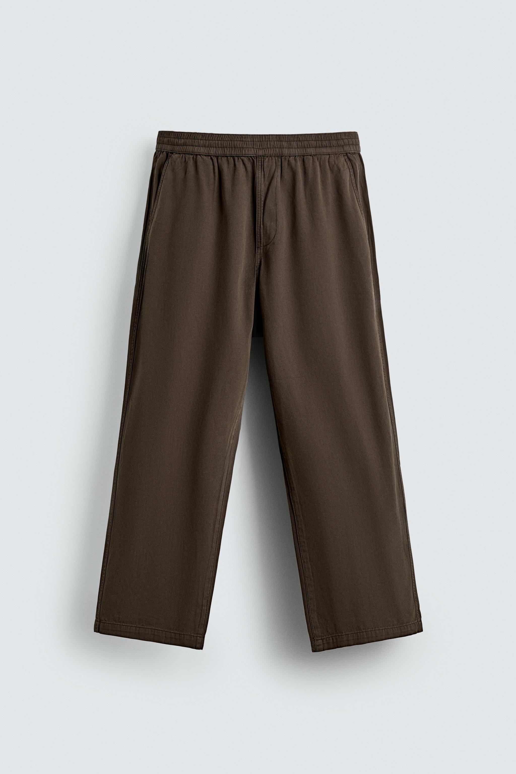 RELAXED FIT HERRINGBONE PANTS